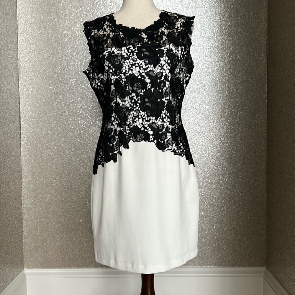 Elie Tahari Sheath Dress with Lace Bodice- Neiman Marcus